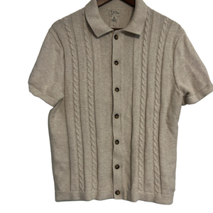 J. Crew Oatmeal Beige Cardigan Sweater Polo Button Up Shirt